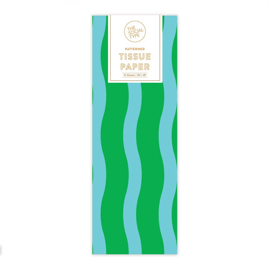 The Social Type - Green/Aqua - Fussy Stripe Tissue Paper - Dear John