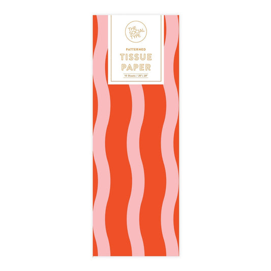 The Social Type - Tangy Red Fussy Stripe Tissue Paper - Dear John