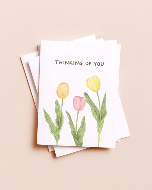 Thinking Of You Tulips — Floral Sympathy / Support Card - Dear John