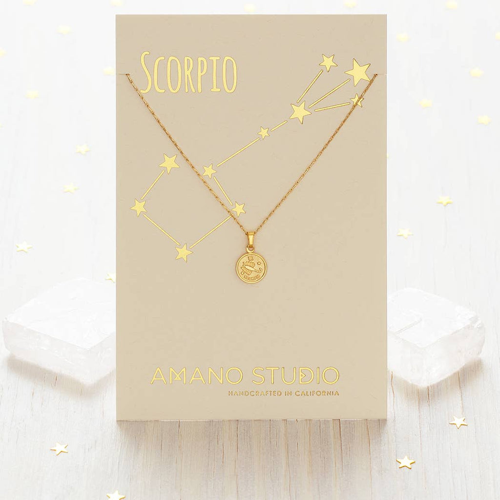 Tiny Zodiac Medallion Necklace — 14k Gold Over Brass (Singles) - Dear John