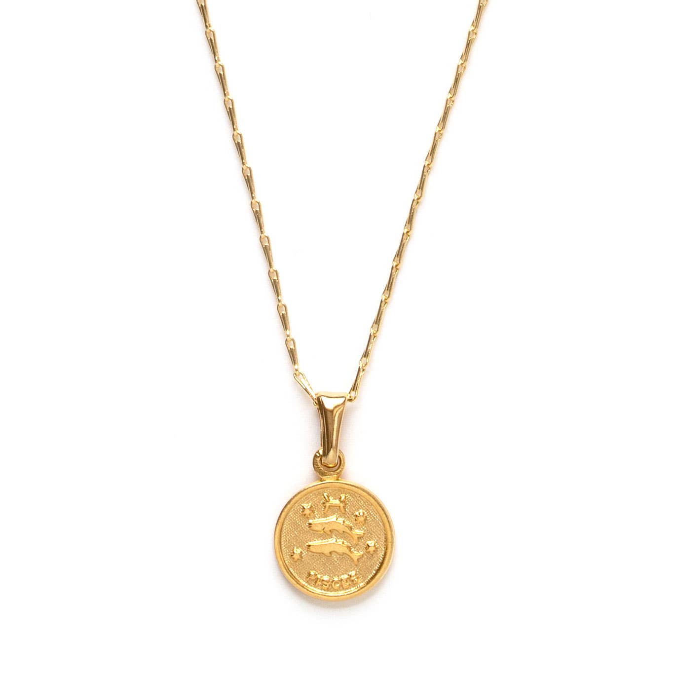 Tiny Zodiac Medallion Necklace — 14k Gold Over Brass (Singles) - Dear John