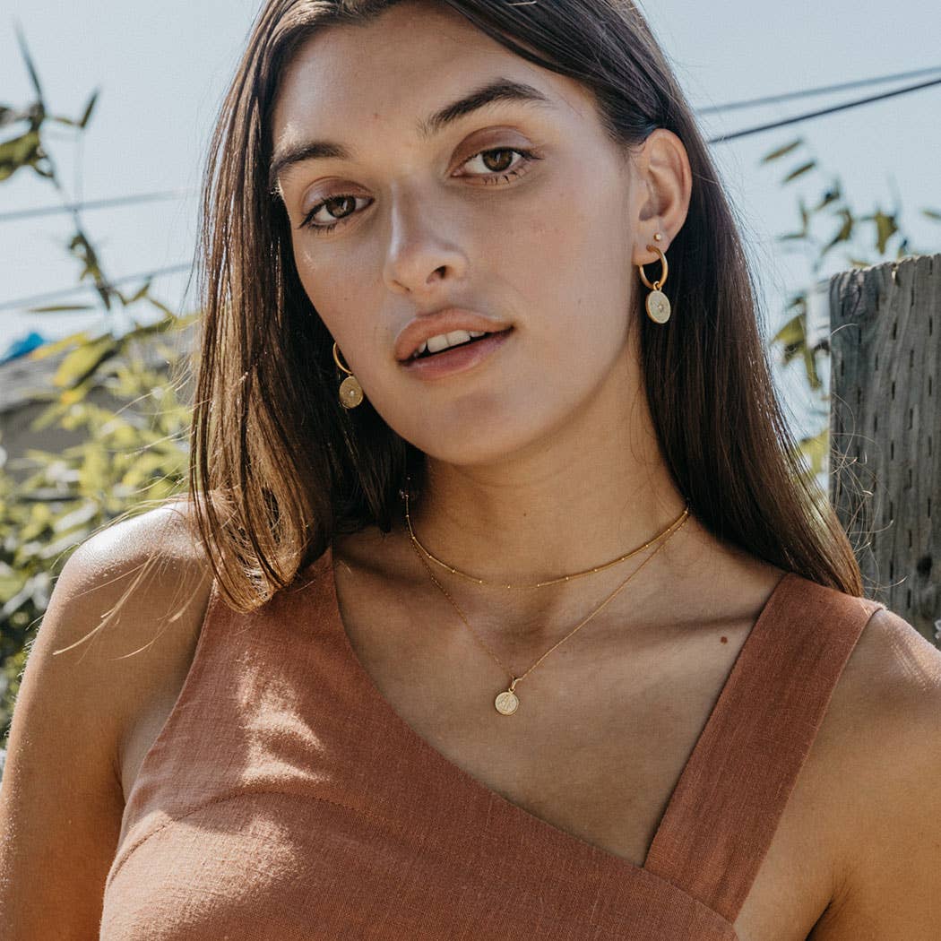 Tiny Zodiac Medallion Necklace — 14k Gold Over Brass (Singles) - Dear John
