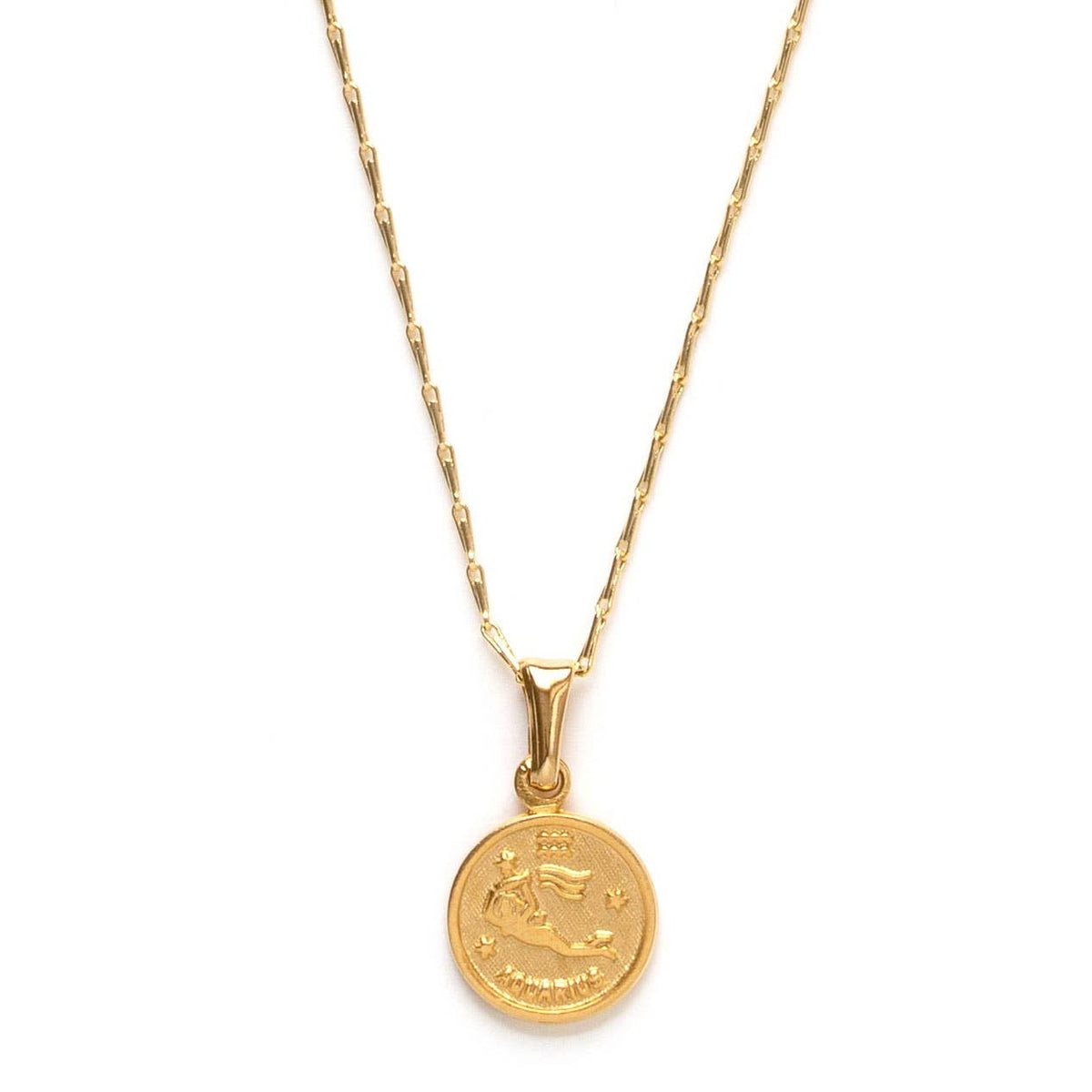 Tiny Zodiac Medallion Necklace — 14k Gold Over Brass (Singles) - Dear John