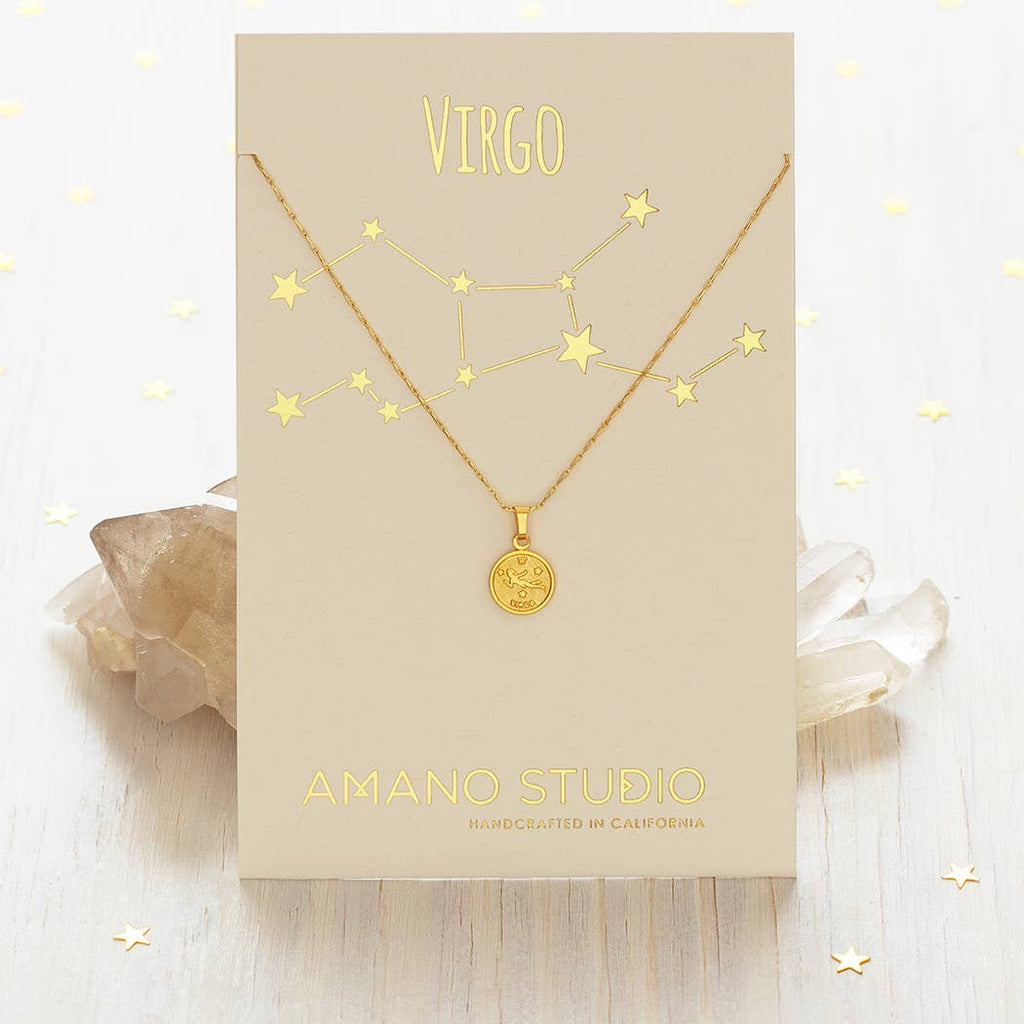 Tiny Zodiac Medallion Necklace — 14k Gold Over Brass (Singles) - Dear John