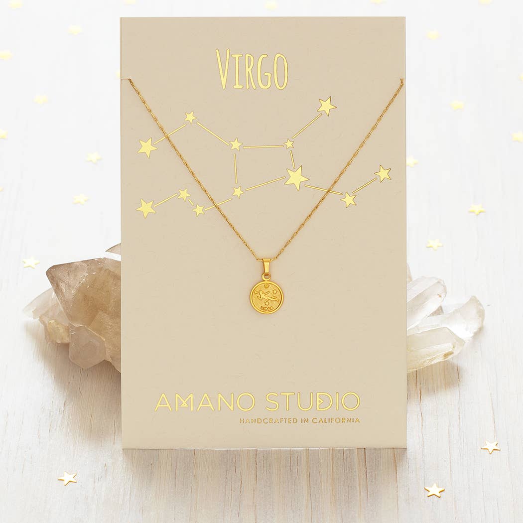 Tiny Zodiac Medallion Necklace — 14k Gold Over Brass (Singles) - Dear John