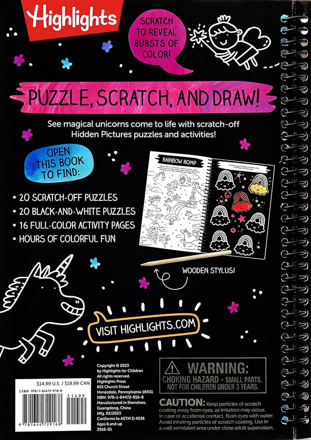 Unicorn Scratch & Solve Activity Book — Hidden Pictures Fun! - Dear John
