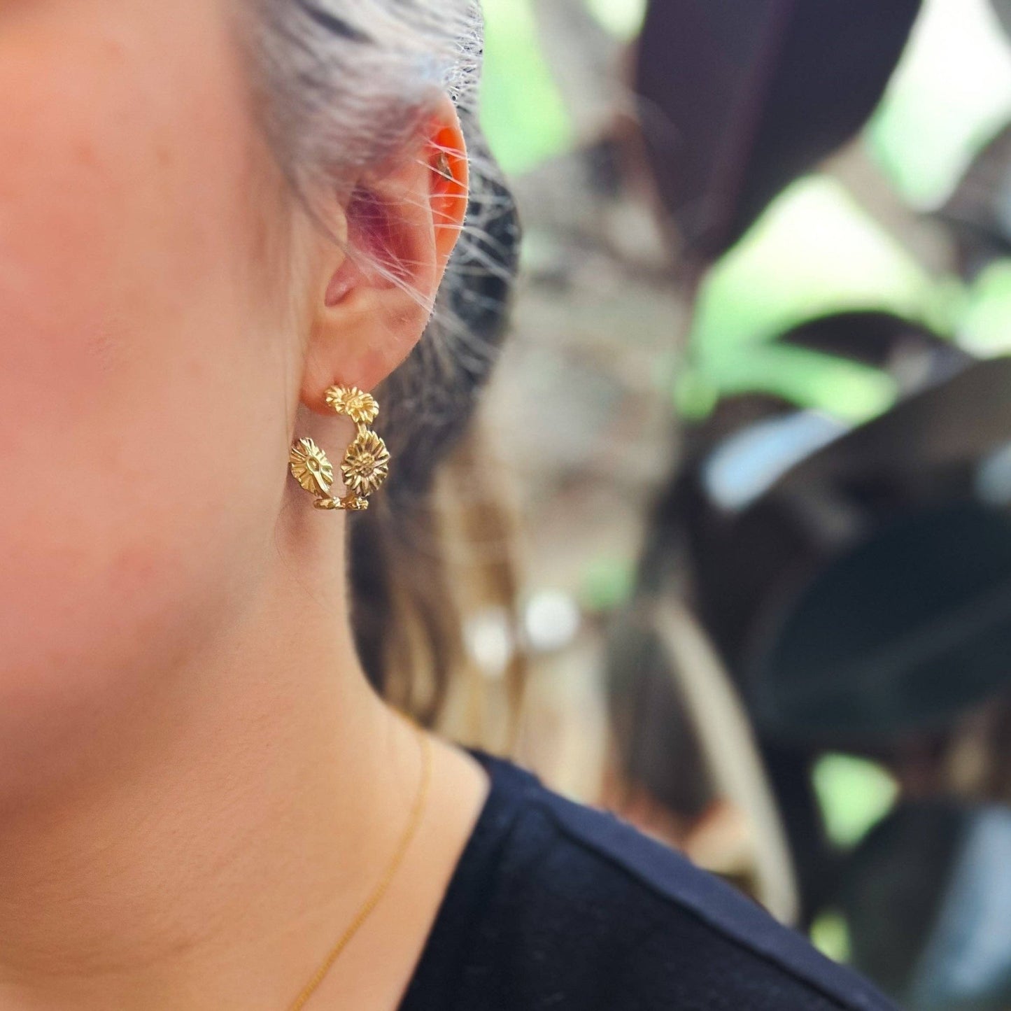 Van Gogh Sunflower Hoop Earrings - Dear John