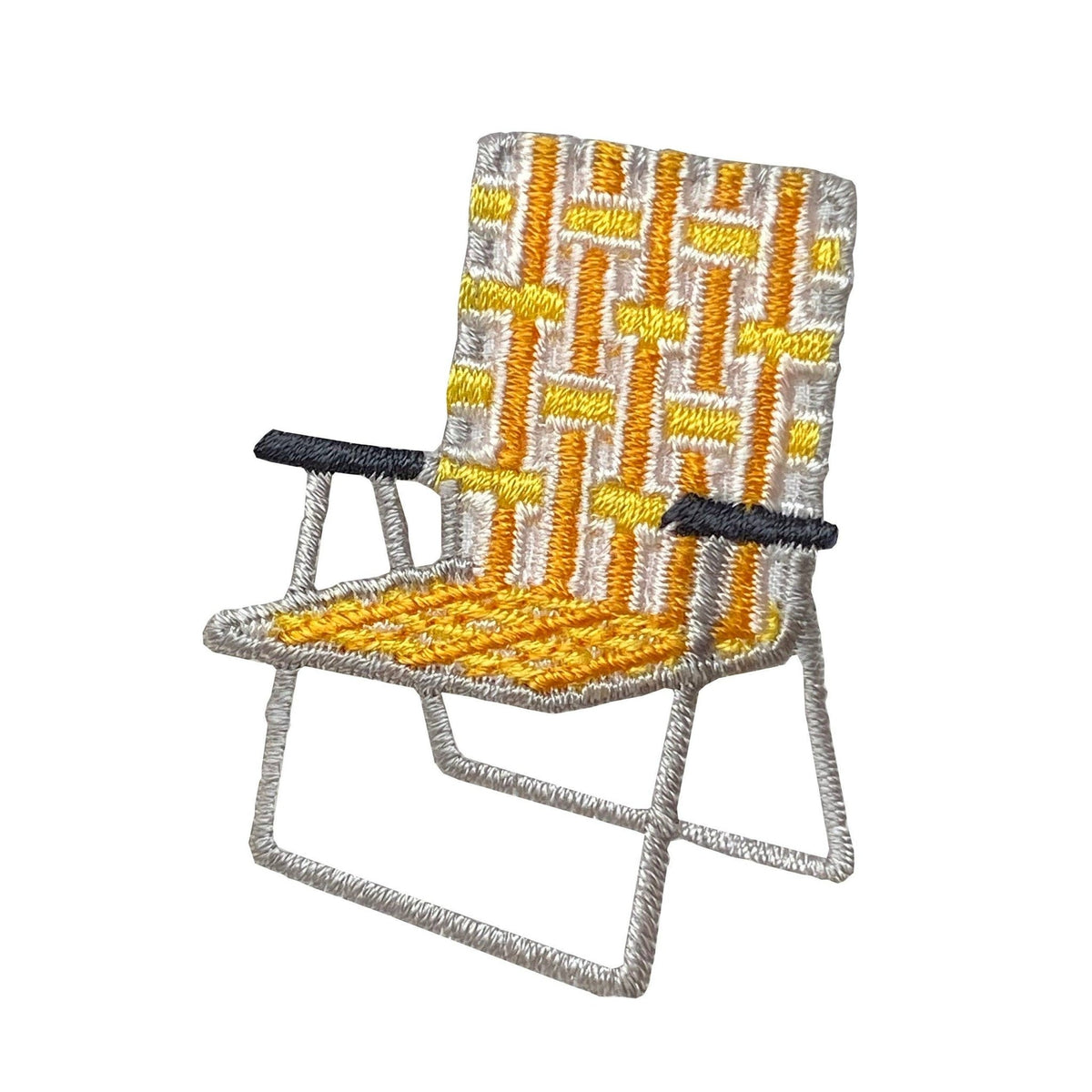 Vintage Yellow Webbed Lawn Chair, Camping, Iron on Patch - Dear John