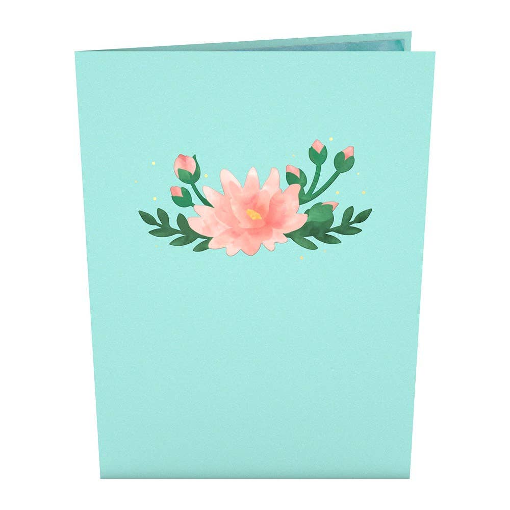 Water Lily Dragonfly Card, Pop - Up Cards 5x7", Flower - Dear John
