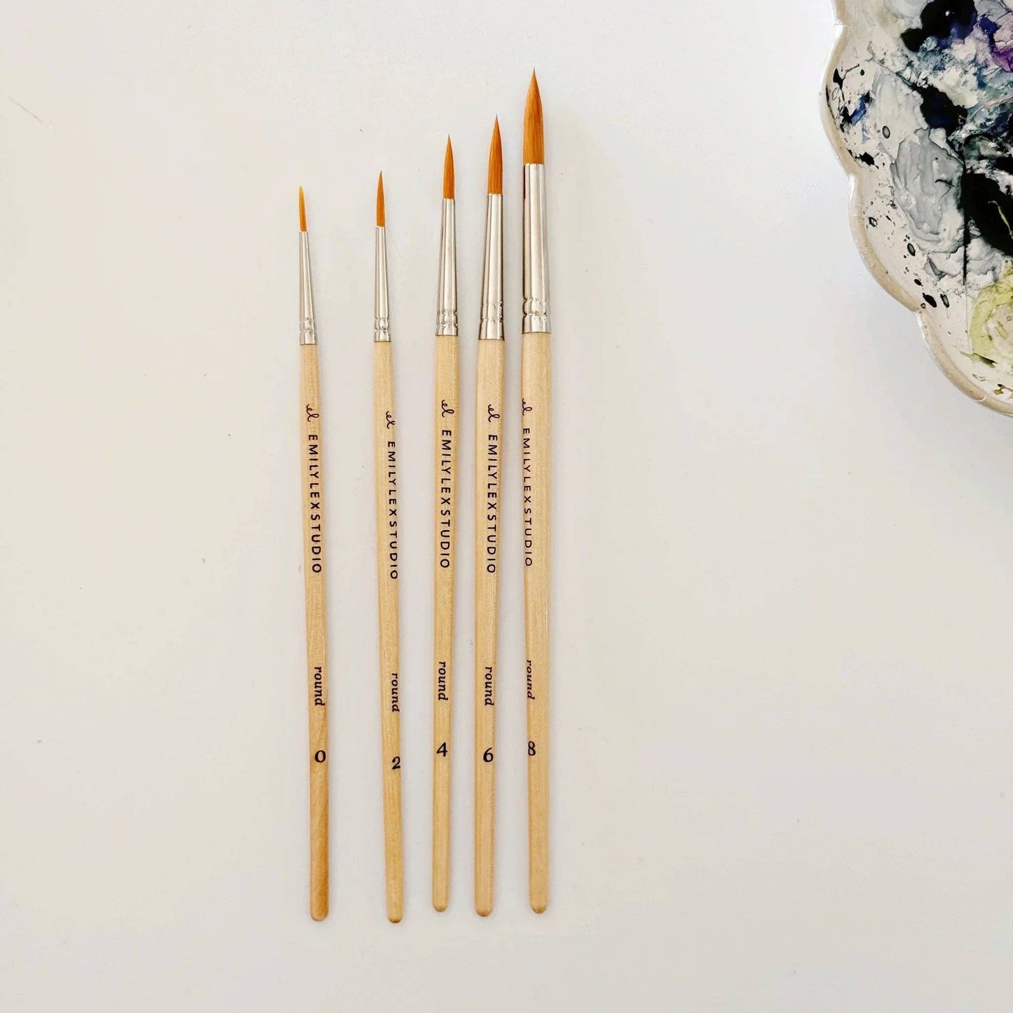 Watercolor paintbrush set of five wood brushes - Dear John