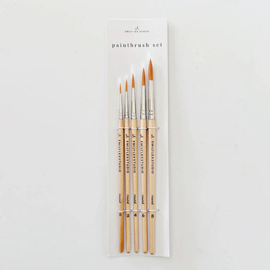 Watercolor paintbrush set of five wood brushes - Dear John