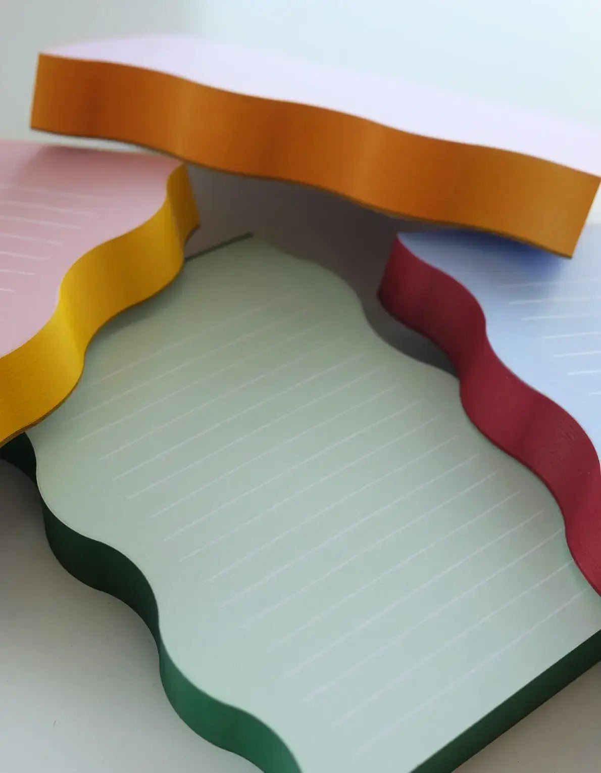 Wavy Shaped Notepad | Blue + Cranberry Edge - Dear John