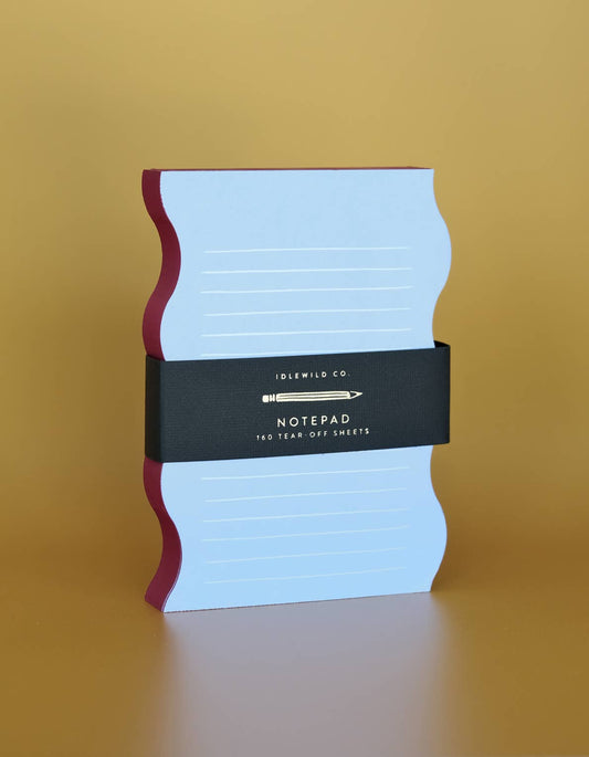 Wavy Shaped Notepad | Blue + Cranberry Edge - Dear John