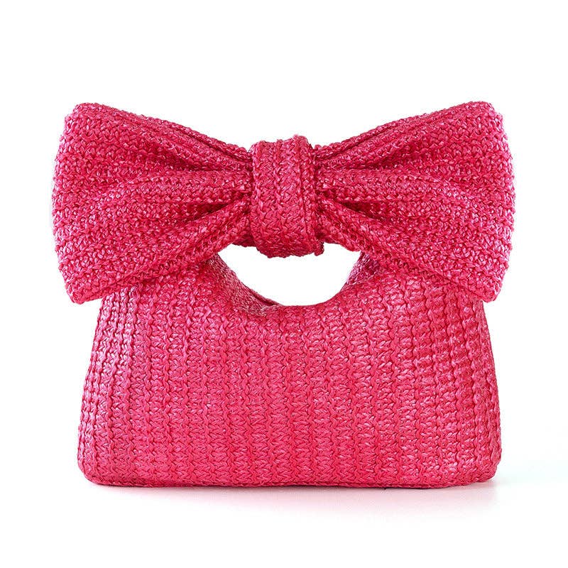 Women Summer Vacation Bow Straw Woven Handbag - Dear John