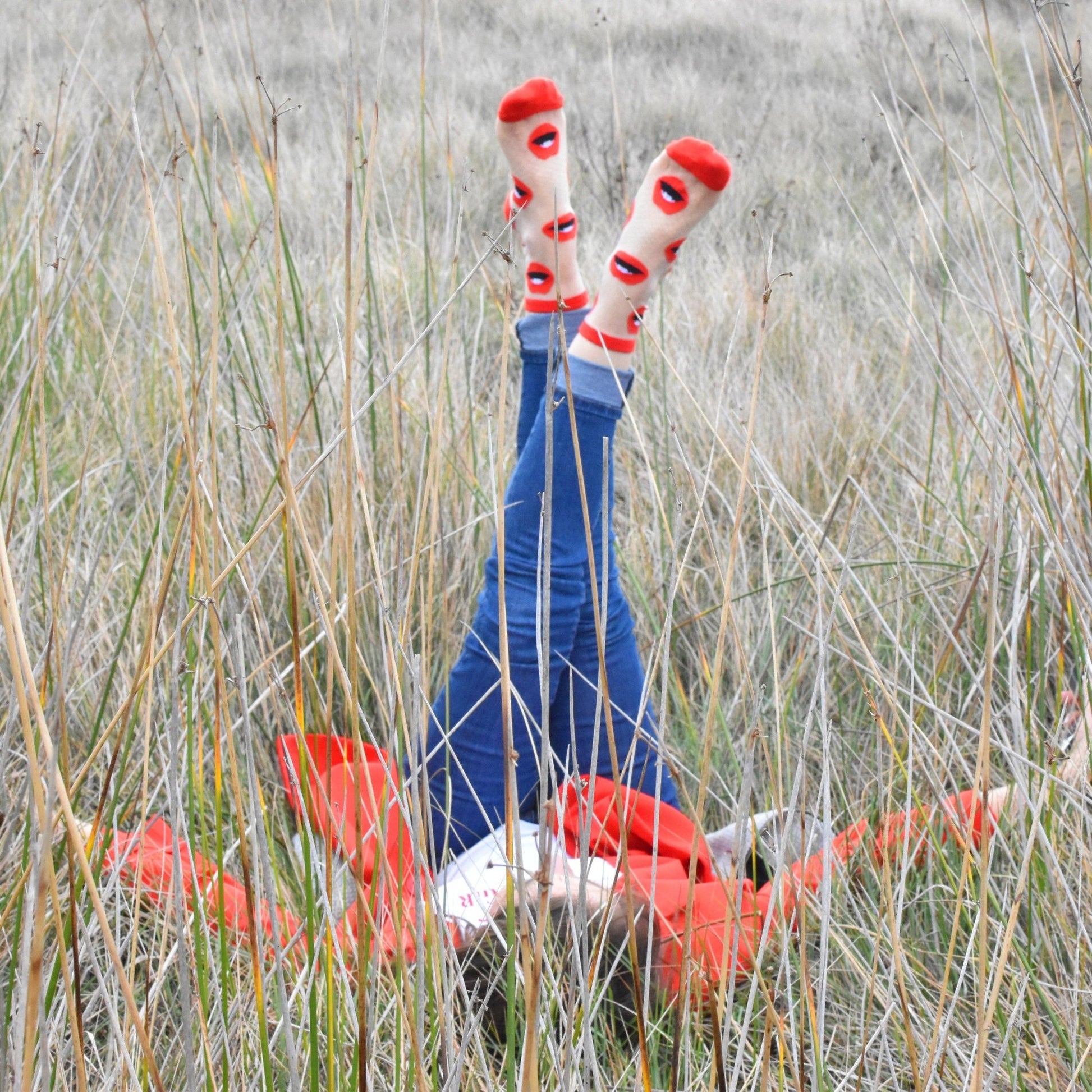 Women's novelty socks with red lips - Dear John