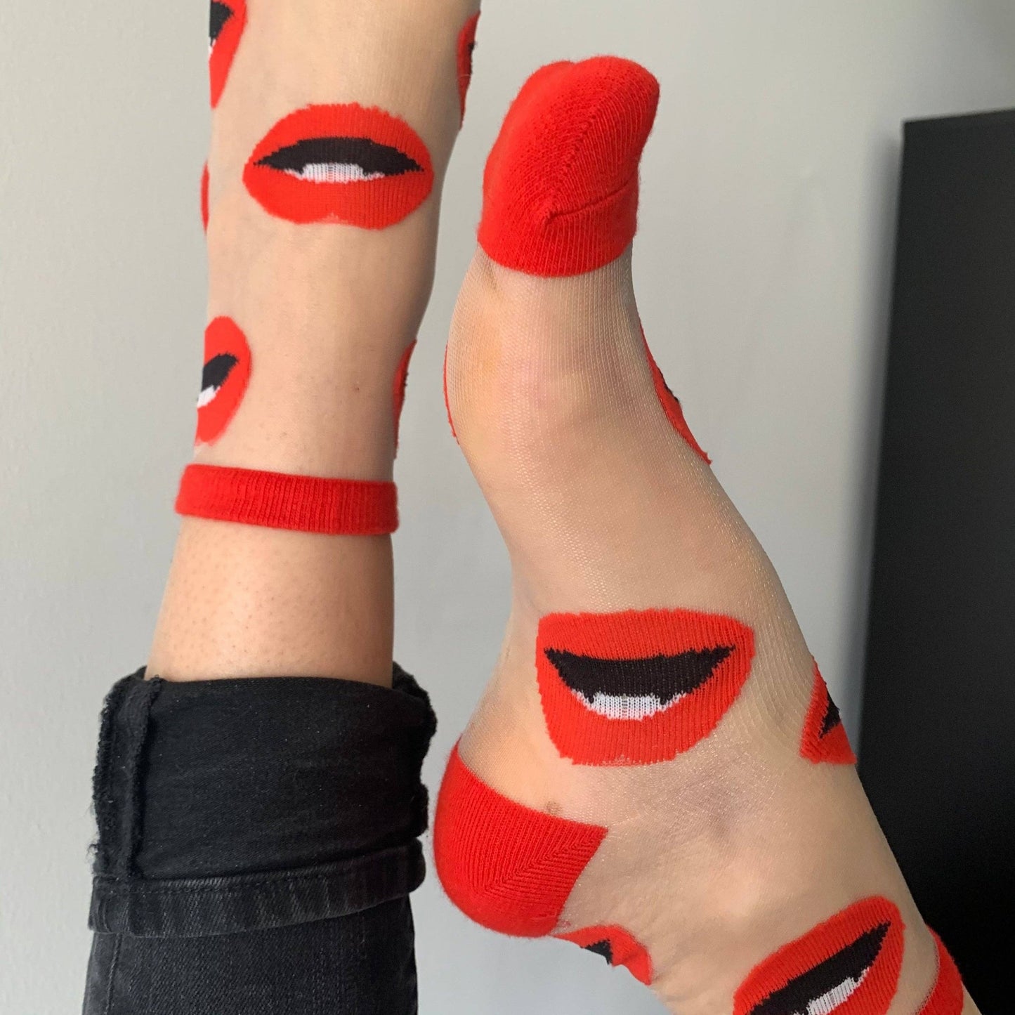 Women's novelty socks with red lips - Dear John