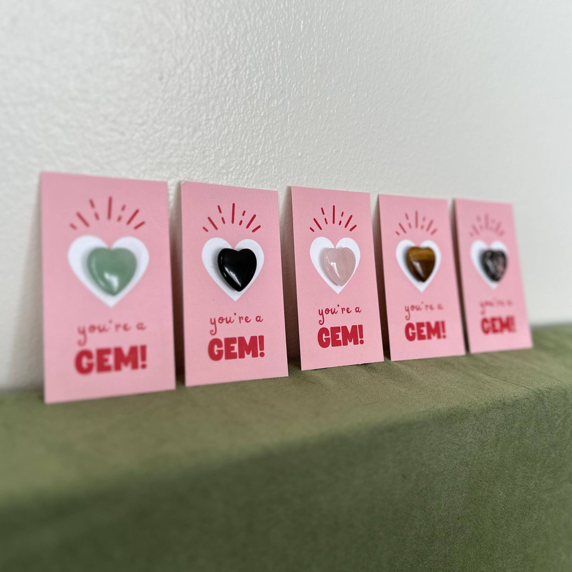 "You're a Gem!" HEART Mini Crystal Greeting Card - Crystals & Stones - Dear John