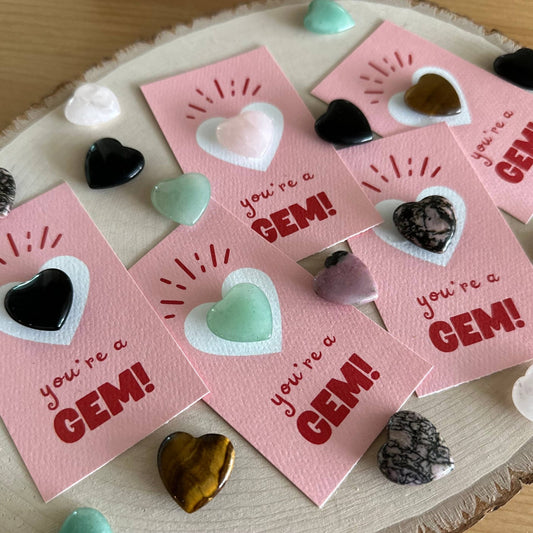 "You're a Gem!" HEART Mini Crystal Greeting Card - Crystals & Stones - Dear John