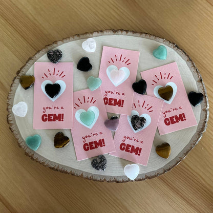 "You're a Gem!" HEART Mini Crystal Greeting Card - Crystals & Stones - Dear John