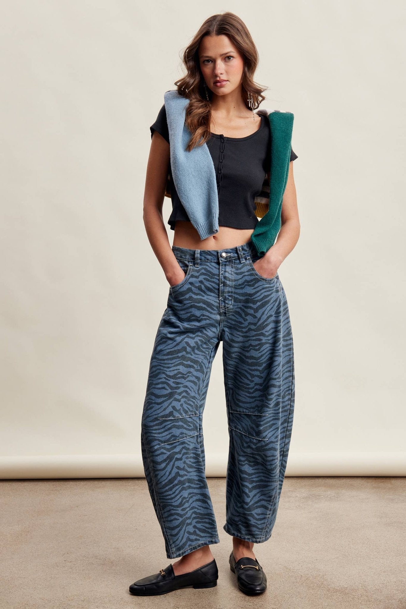 Zebra Print Barrel Jeans - Dear John