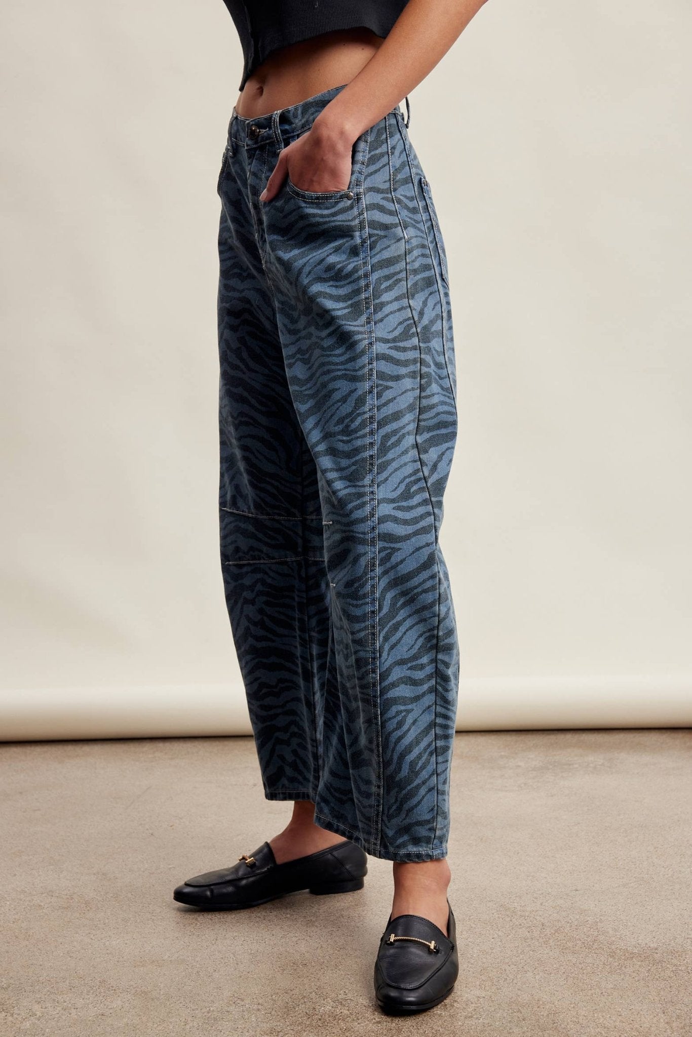 Zebra Print Barrel Jeans - Dear John