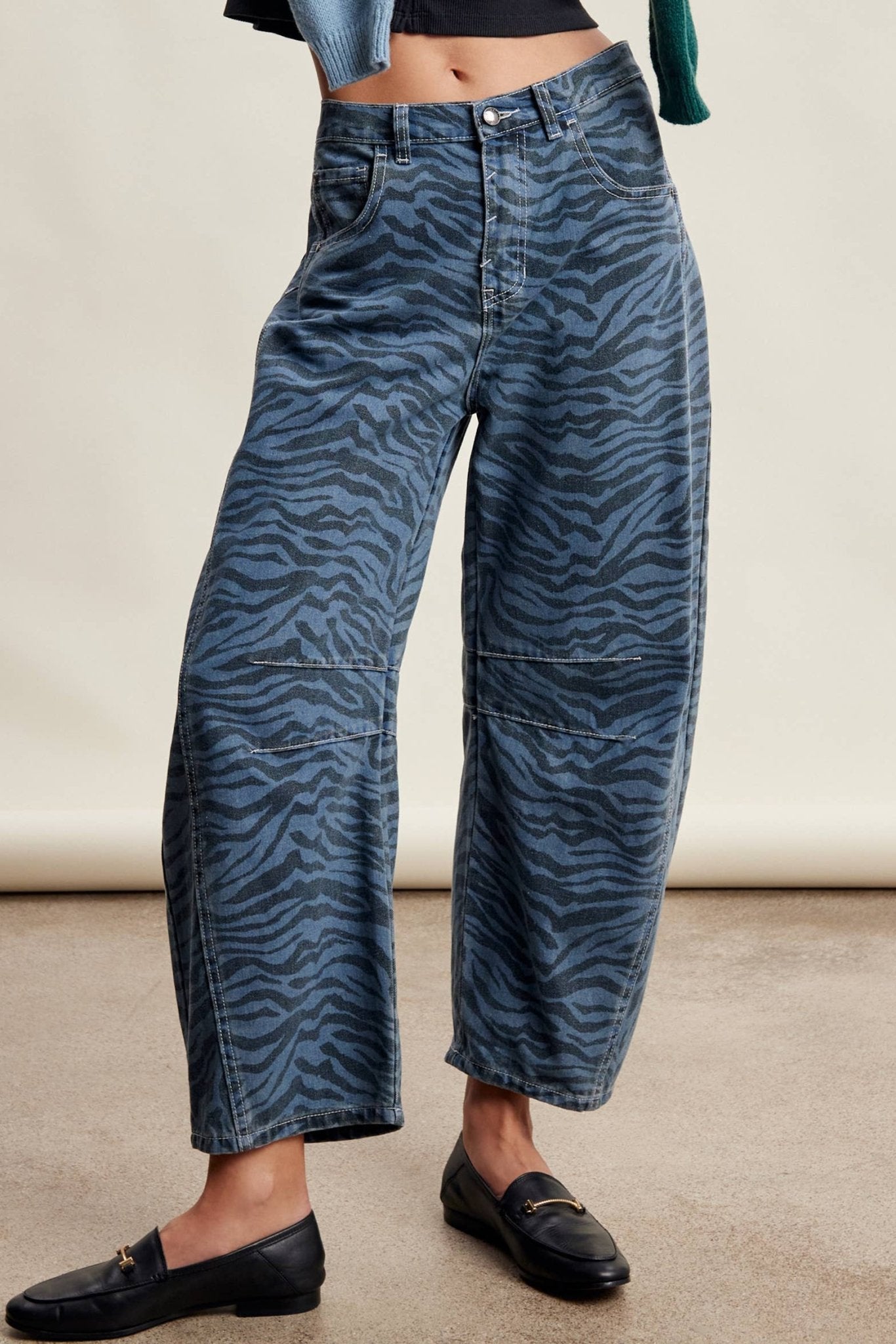 Zebra Print Barrel Jeans - Dear John