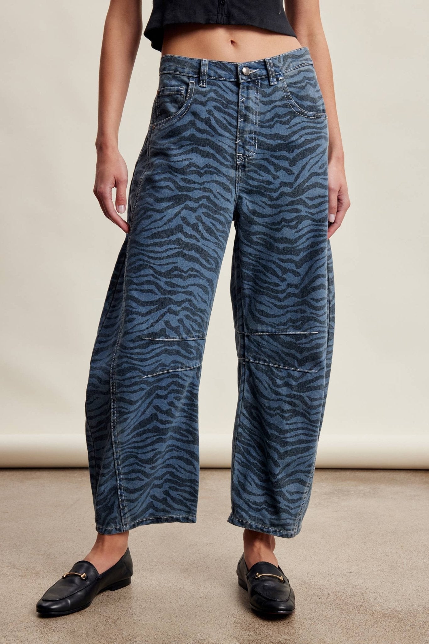 Zebra Print Barrel Jeans - Dear John