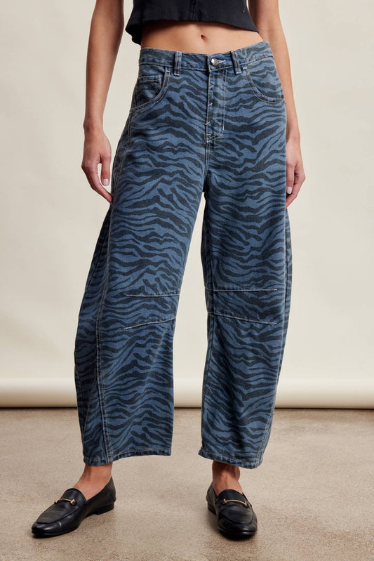 Zebra Print Barrel Jeans - Dear John