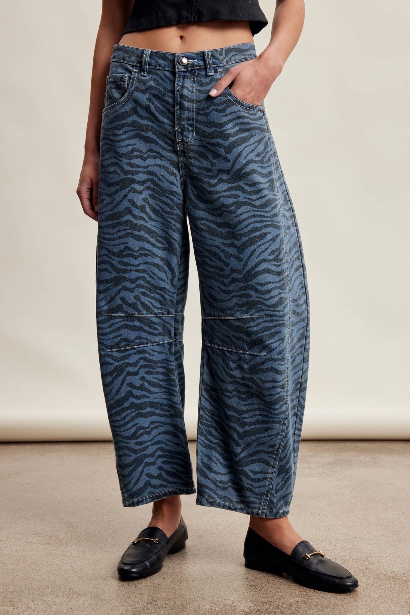 Zebra Print Barrel Jeans - Dear John