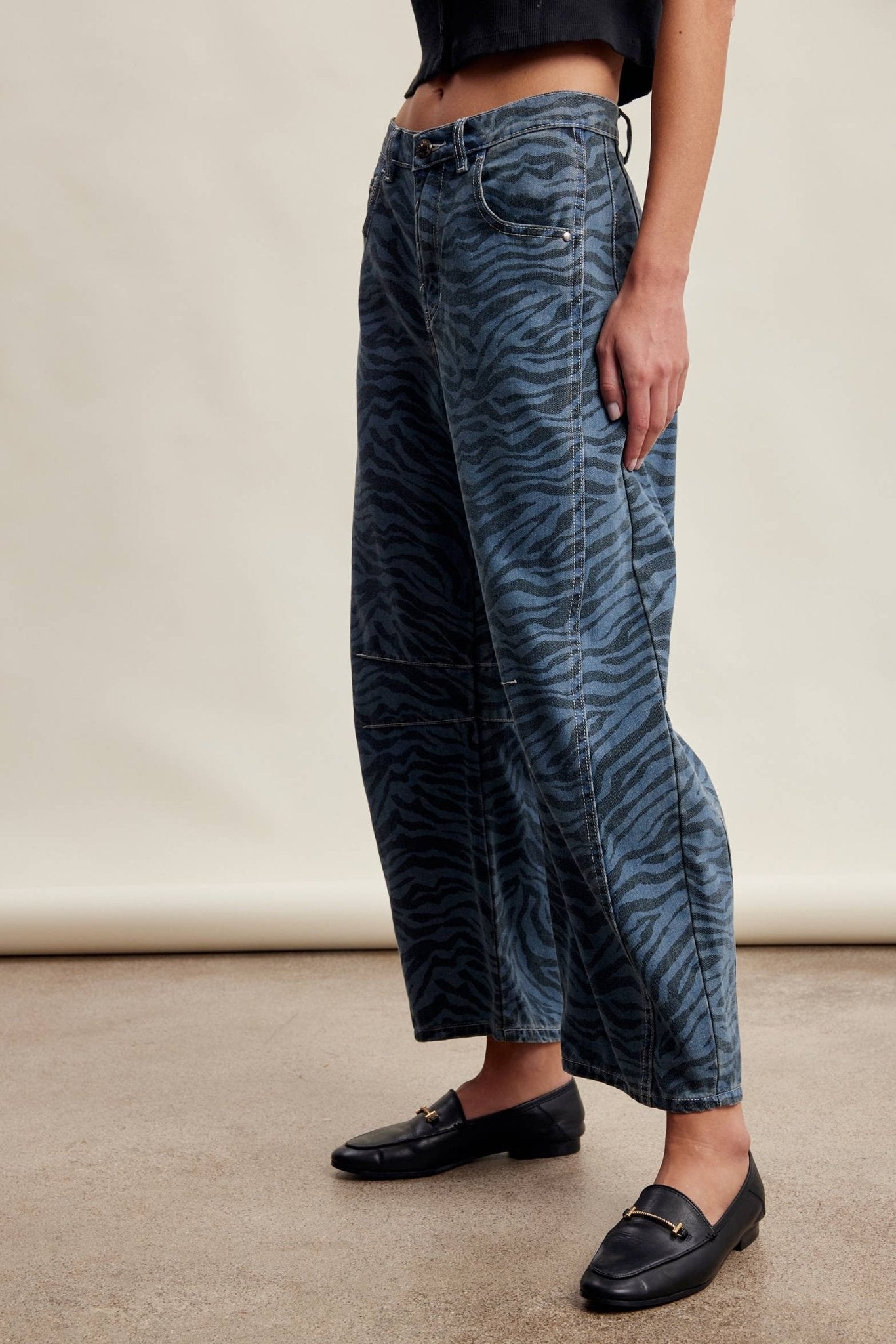 Zebra Print Barrel Jeans - Dear John