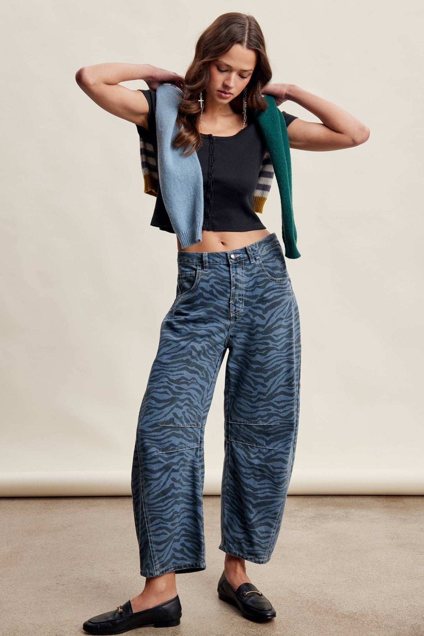 Zebra Print Barrel Jeans - Dear John