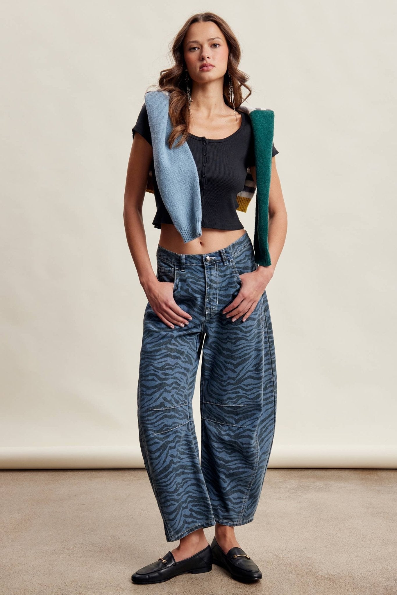 Zebra Print Barrel Jeans - Dear John