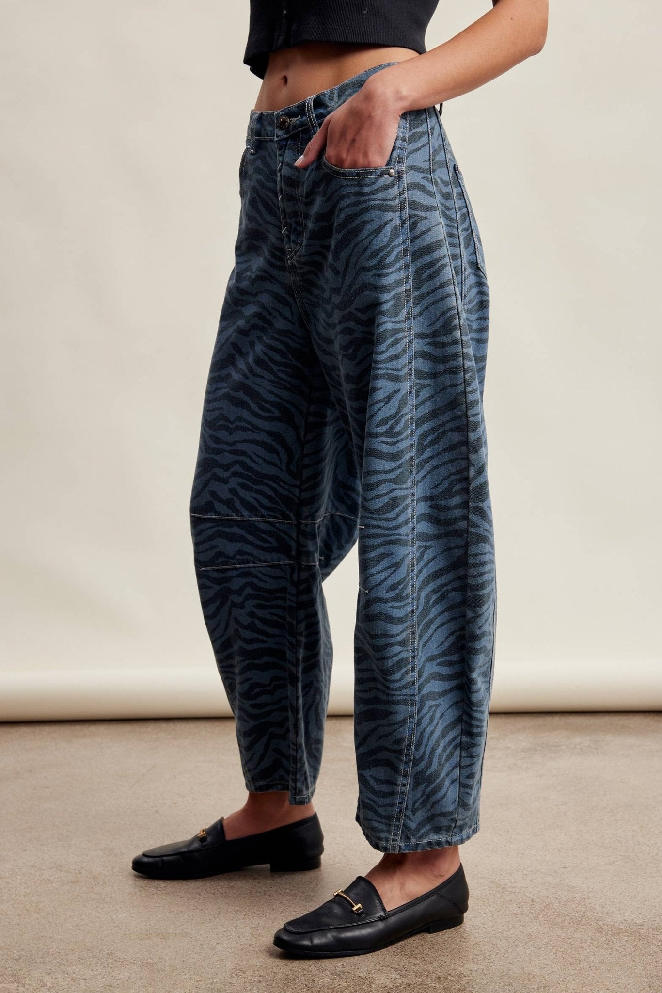 Zebra Print Barrel Jeans - Dear John