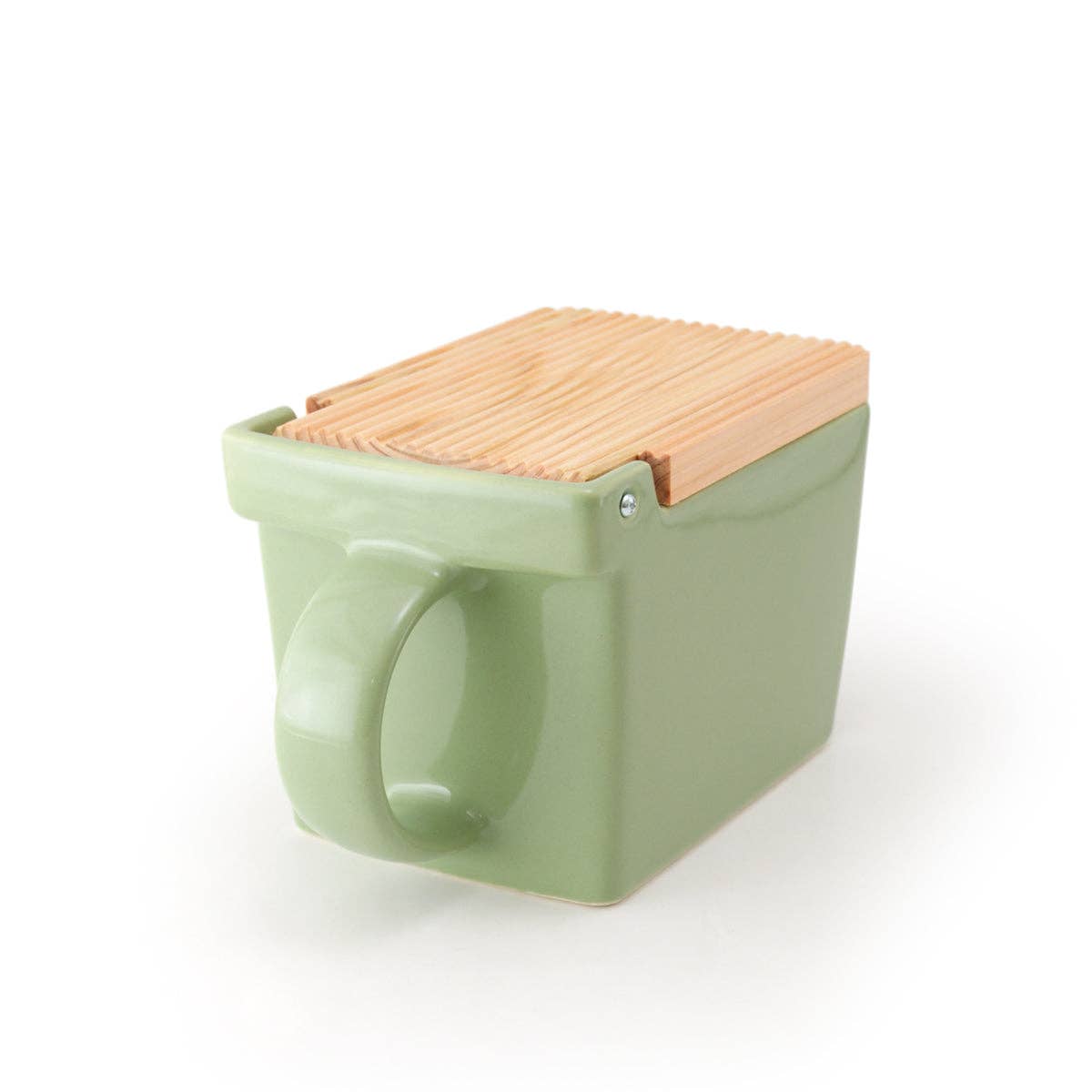 ZERO JAPAN USA - Bee House Ceramic Salt Box With Wooden Lid - Artichoke - Dear John