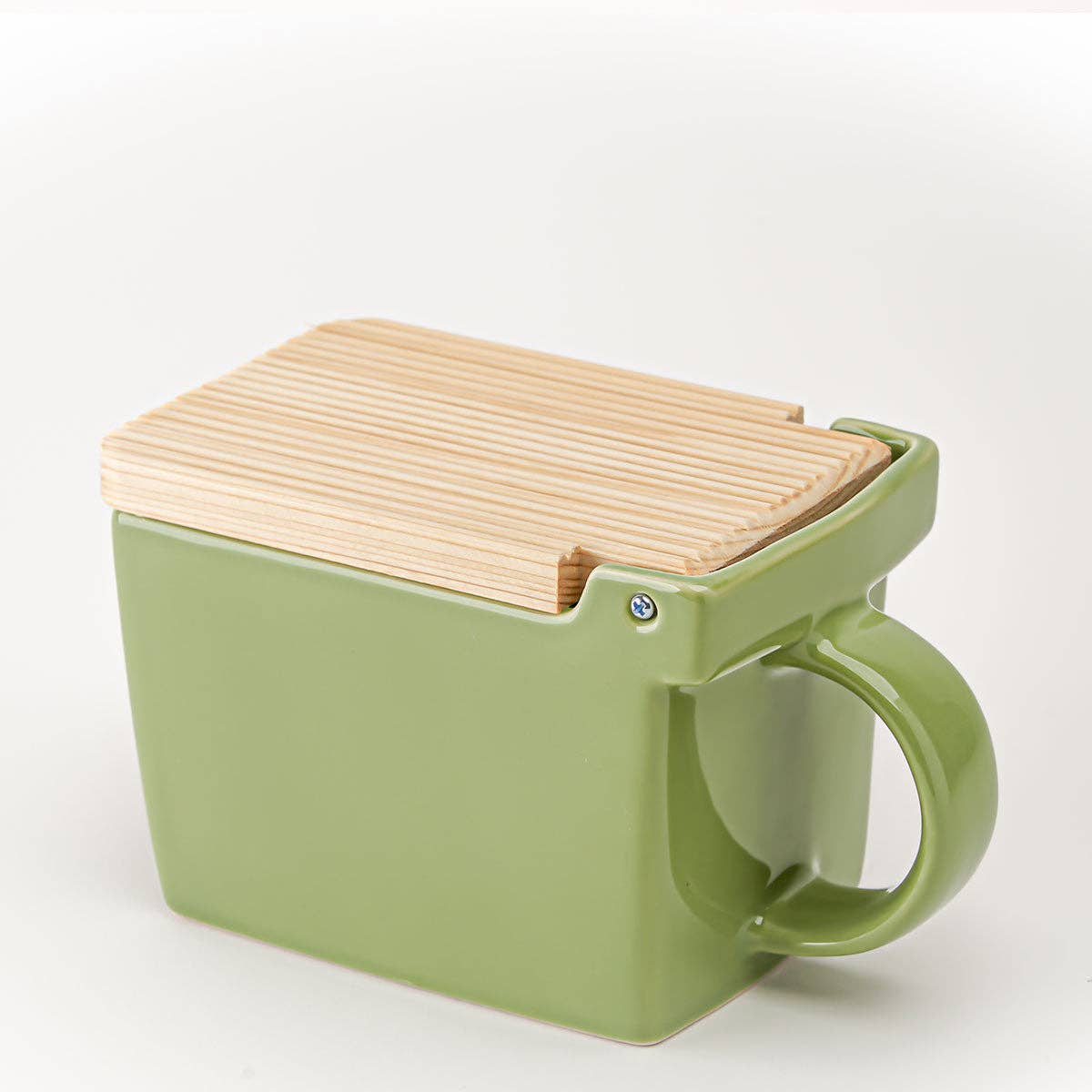 ZERO JAPAN USA - Bee House Ceramic Salt Box With Wooden Lid - Artichoke - Dear John