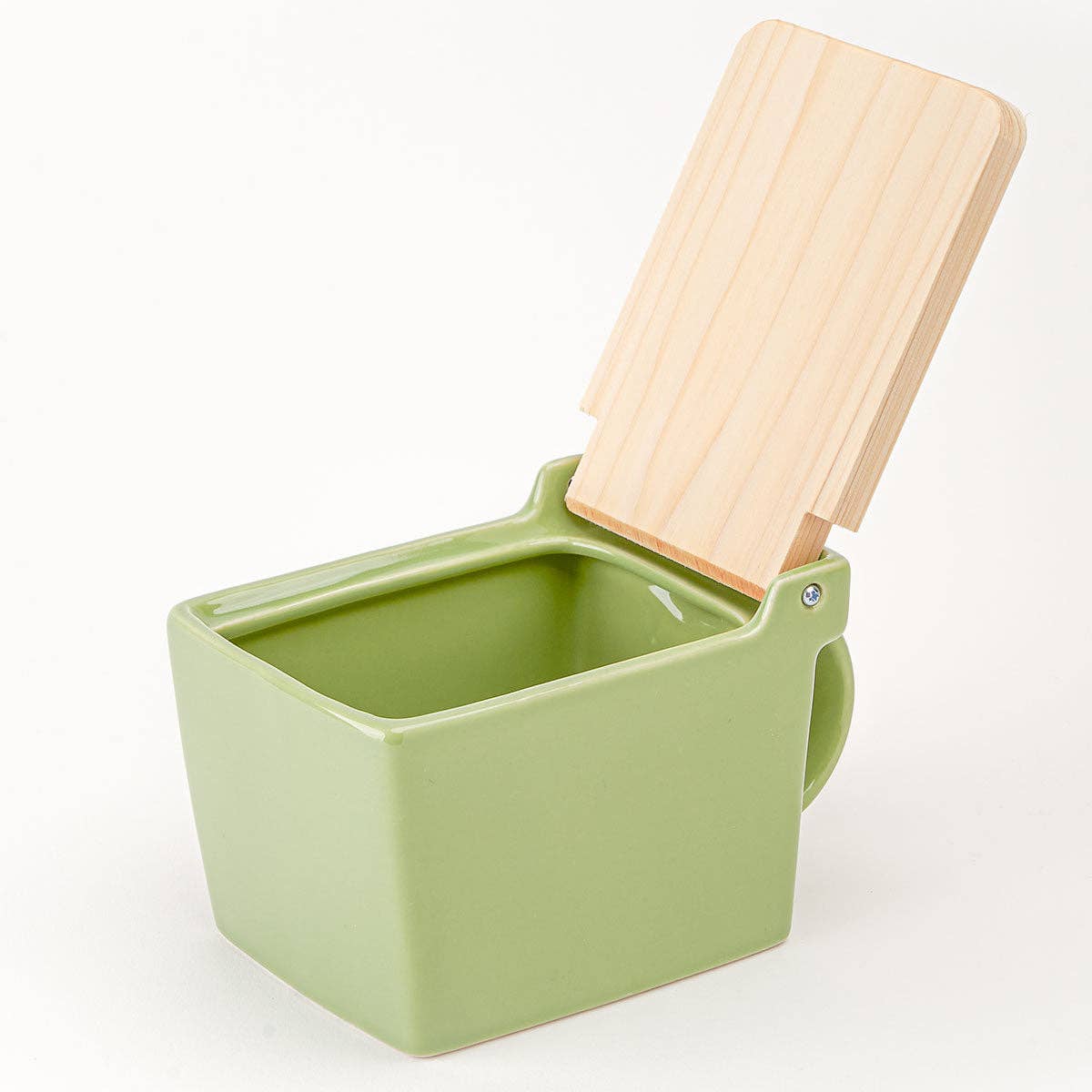 ZERO JAPAN USA - Bee House Ceramic Salt Box With Wooden Lid - Artichoke - Dear John