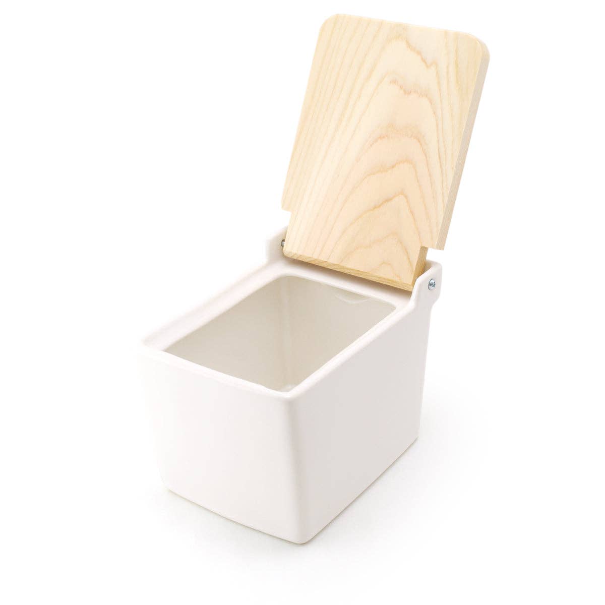 ZERO JAPAN USA - Bee House Ceramic Salt Box With Wooden Lid - White - Dear John