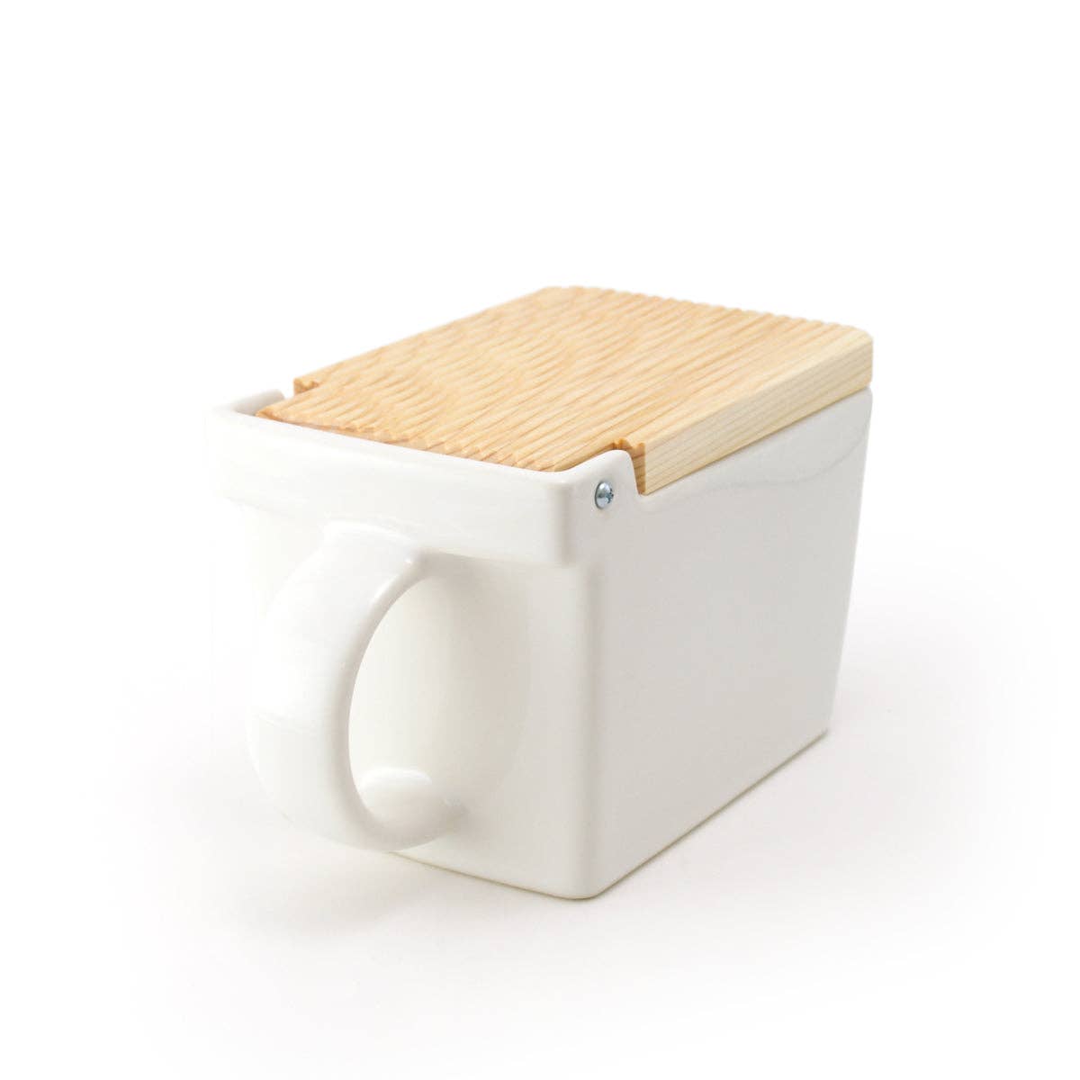 ZERO JAPAN USA - Bee House Ceramic Salt Box With Wooden Lid - White - Dear John
